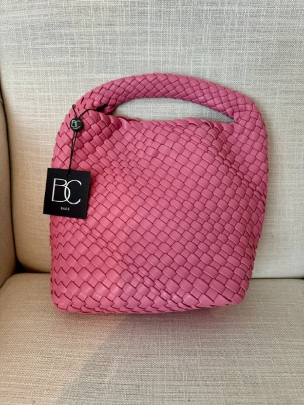 BC Pink Woven Hobo Bag